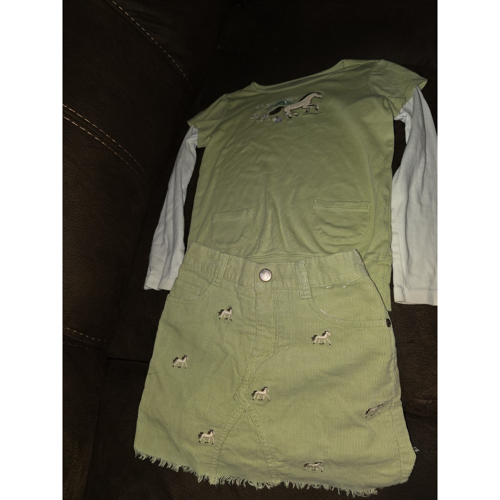 Gymboree cowgirls at heart horse top size 7 cord skort size 6